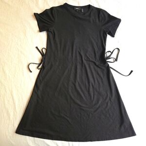 Theory Black Vormond K Atmos Light Dress Cotton Modal Black Side Waist Tie